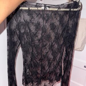 Revolve black see through asymmetrical mesh top size XL